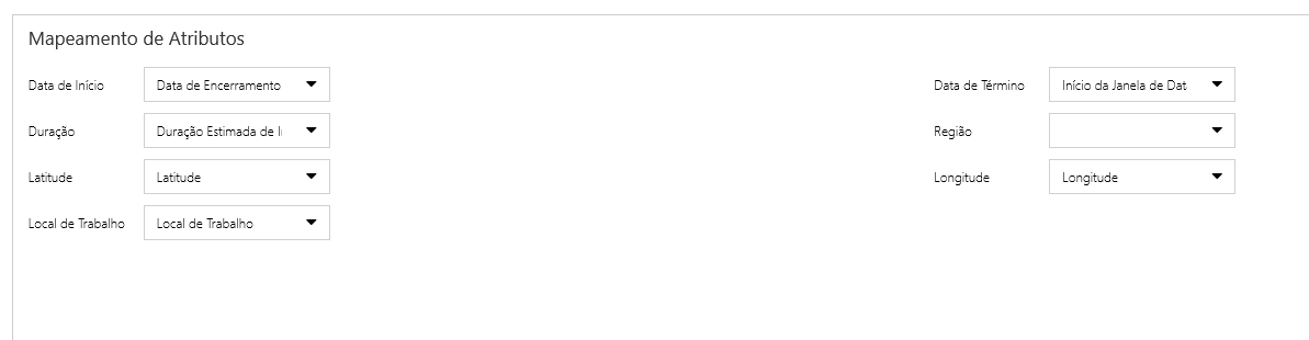 Captura de tela da seção Mapeamento de Atributo em Metadados de Configuração de Reserva.
