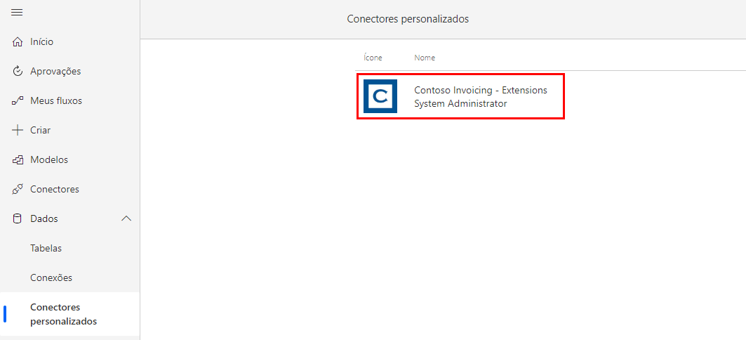 Captura de tela mostrando o conector personalizado.