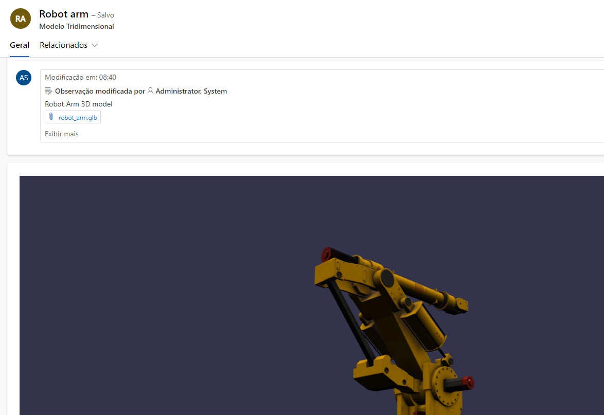 Captura de tela de um visualizador de Modelo Tridimensional.