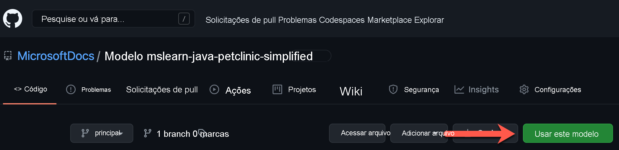 Captura de tela do botão