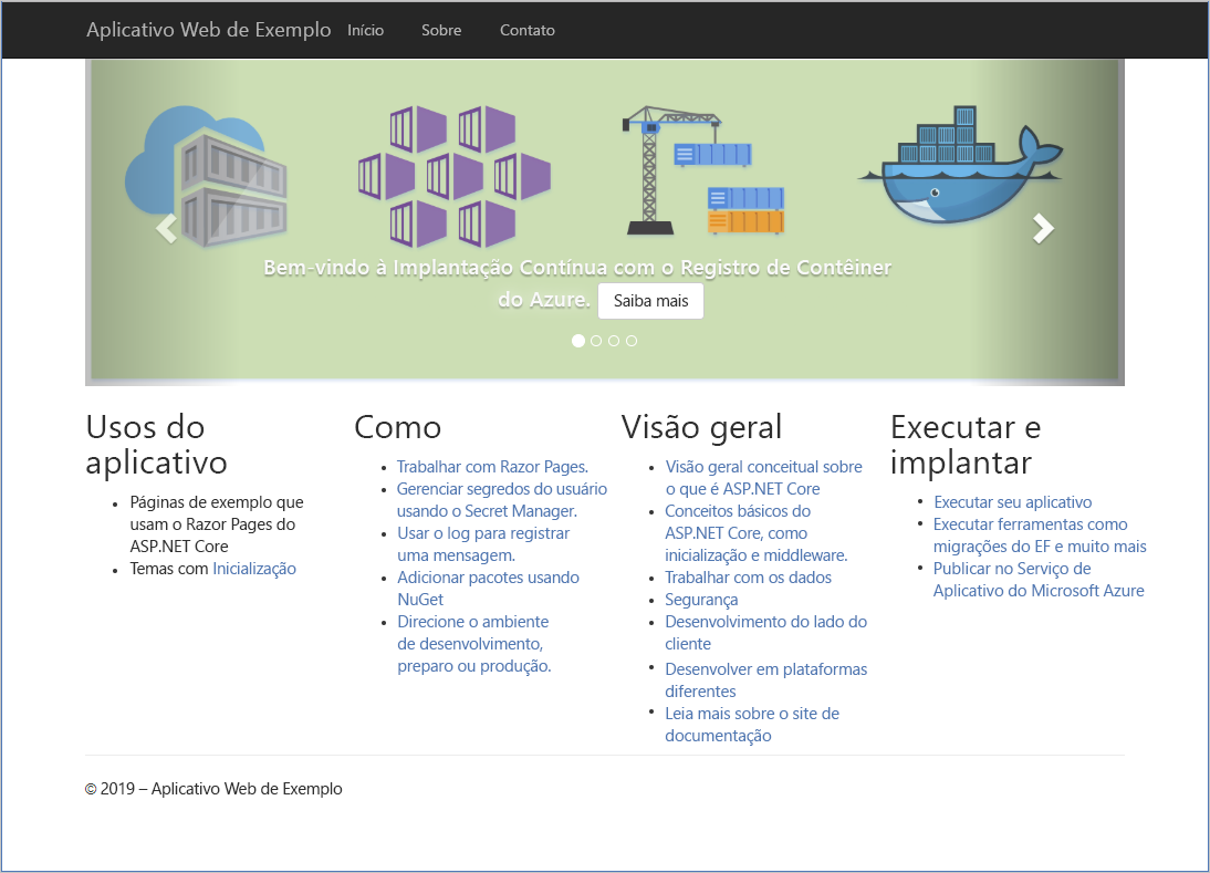 Screenshot of the sample web app.