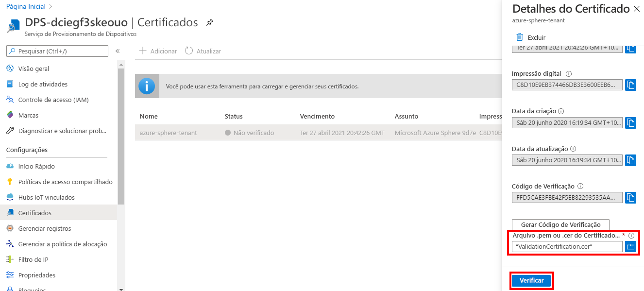 The illustration shows upload the verification certificate.