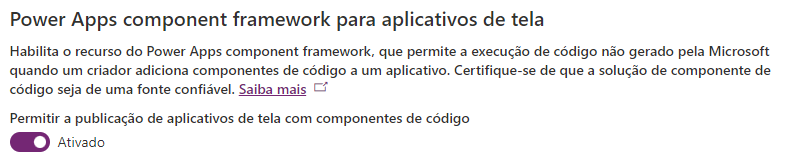 Captura de tela mostrando onde habilitar os componentes da tela.