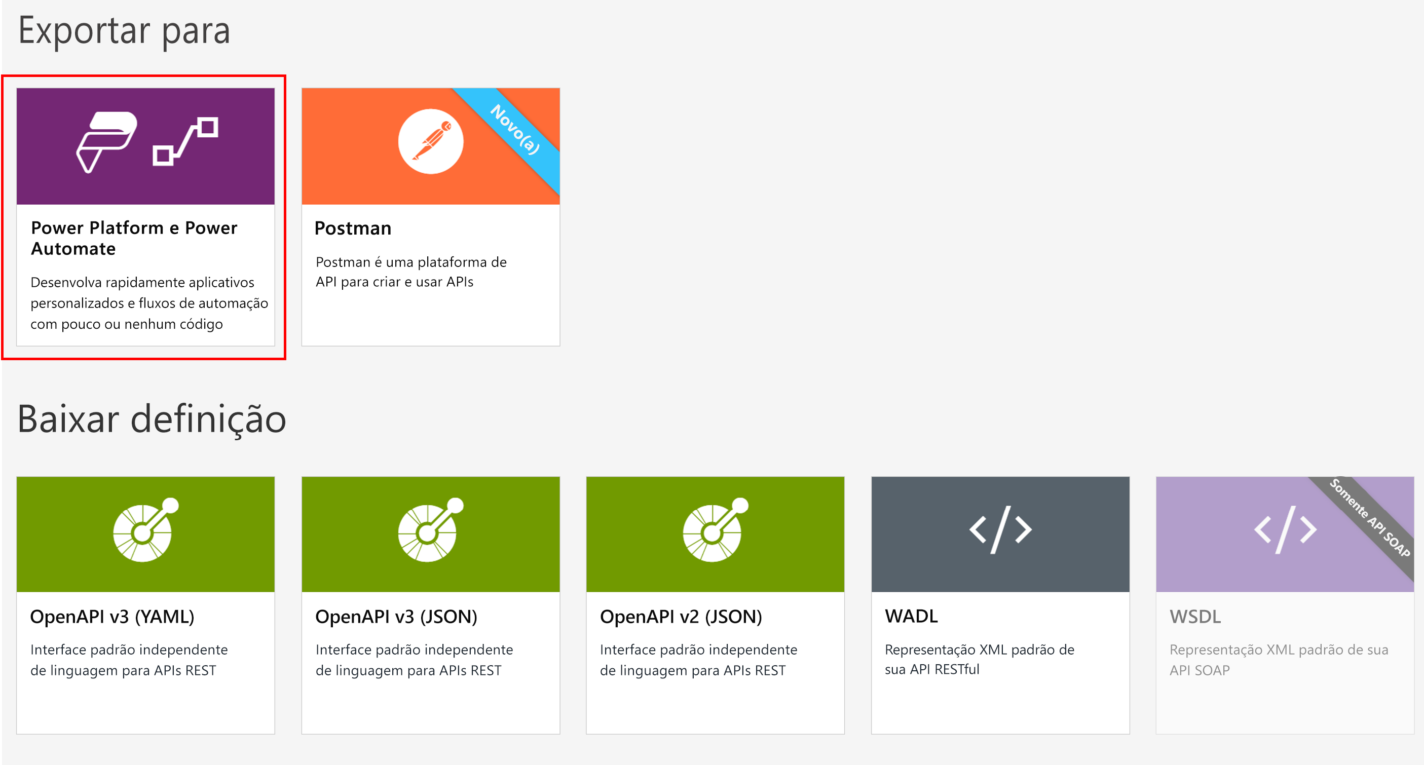 Captura de tela da criação do conector personalizado no gerenciamento de API.