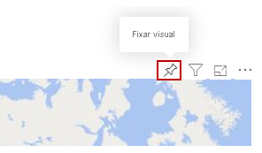 Captura de tela do botão Fixar visual acima de um mapa.
