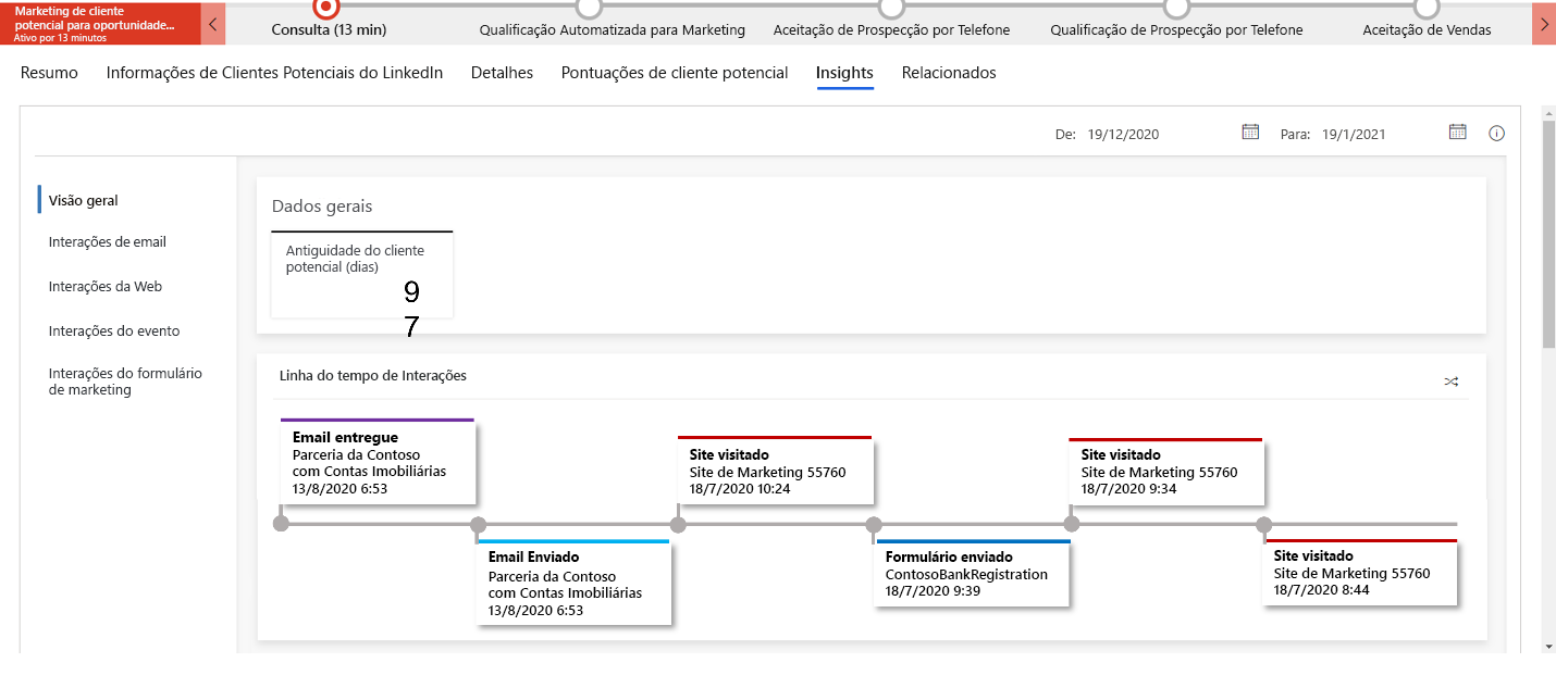 Captura de tela da qualificação de cliente potencial.