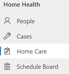 Screenshot of Home Care on the site map.