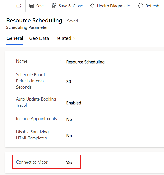 Screenshot of the Scheduling Parameters button.