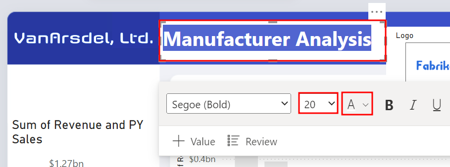 A captura de tela mostra o texto dentro da caixa de texto alterado para a cor da fonte branca e tamanho 20.