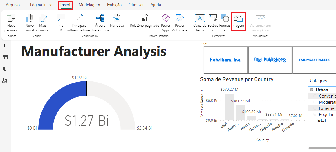 A captura de tela destaca o local do botão Imagem na guia Inserir.