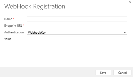 Captura da tela de WebhookKey definido como Autenticação.