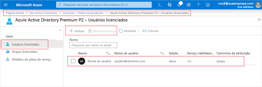 Usuários com licença do Microsoft Entra ID.