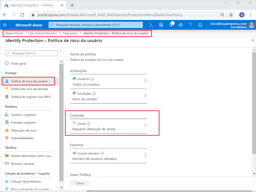 Risk policy in Microsoft Entra ID Protection.