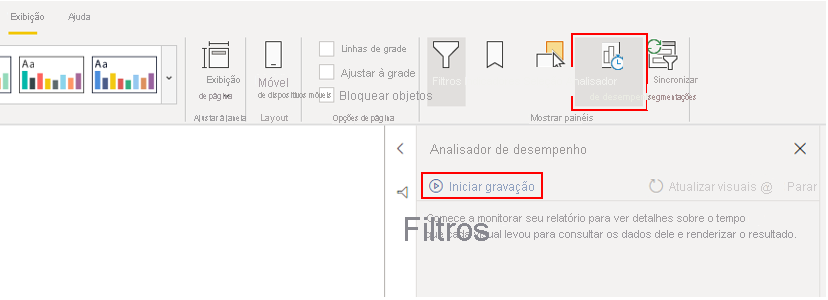 Captura da tela inicial do Performance Analyzer.
