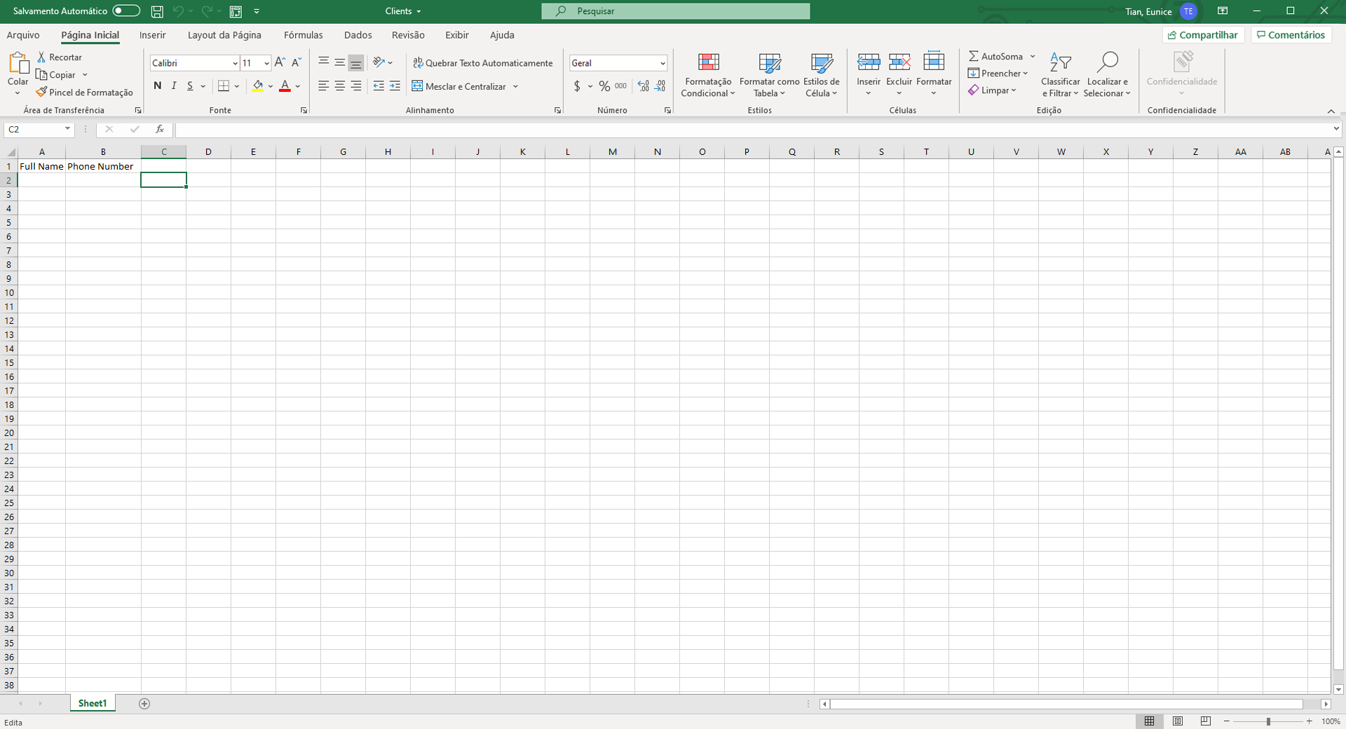 Captura de tela da estrutura do arquivo Excel.