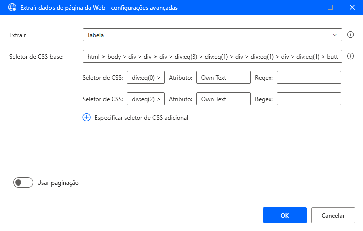 Captura de tela das configurações avançadas do Auxiliar da Web ao vivo.