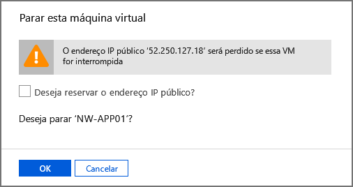 Screenshot of the prompt for stopping this VM.