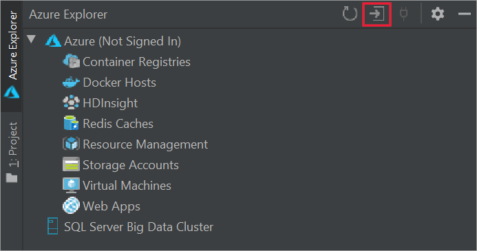 Captura de tela do botão Entrar no Azure.