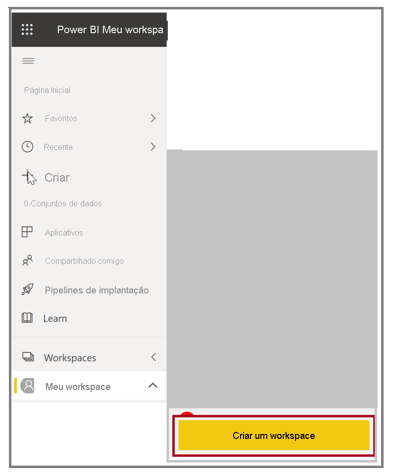 Captura de tela da caixa de diálogo Configurações de workspace.