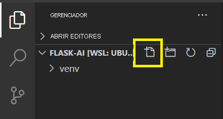 Captura de tela mostrando o botão Novo Arquivo do Visual Studio Code.