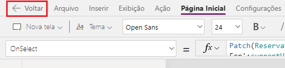 Captura de tela do botão Voltar para retornar a aplicativos.