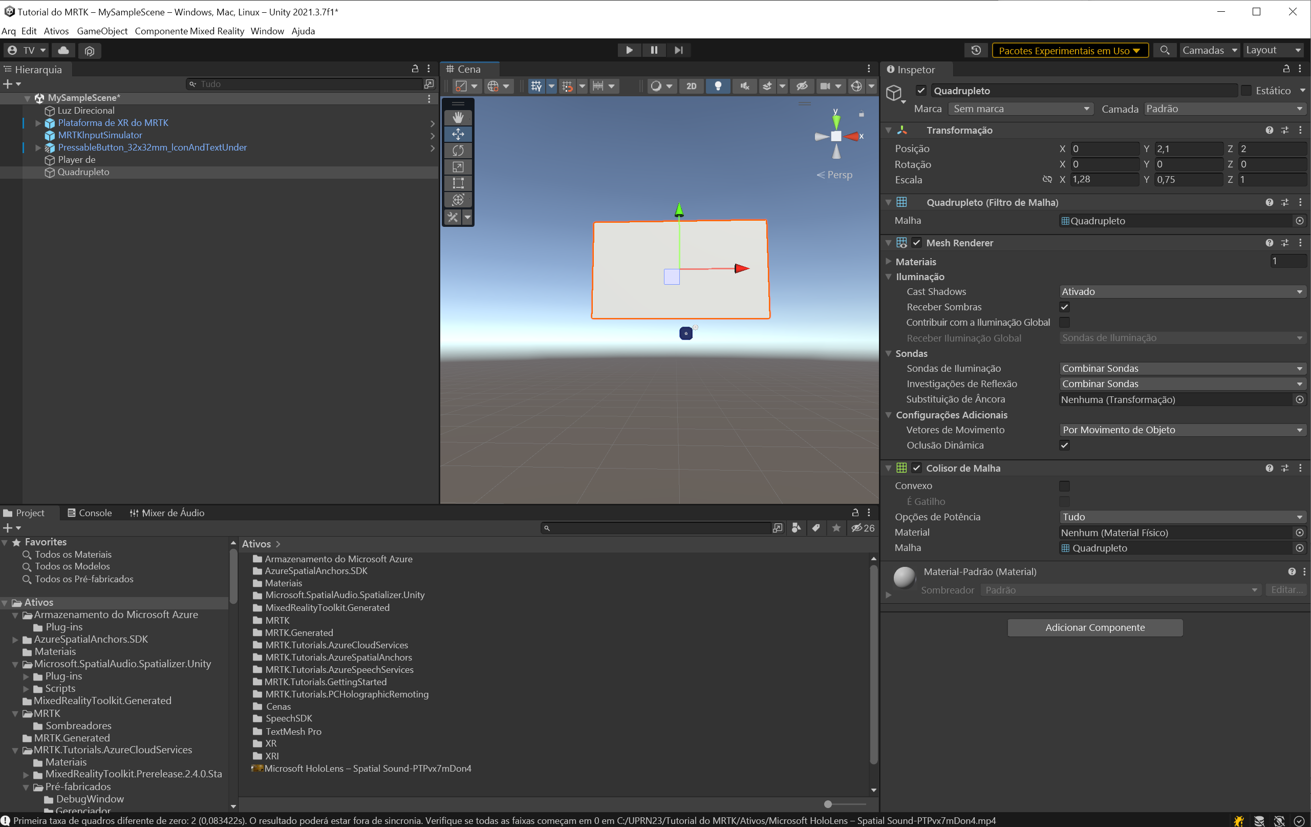 Screenshot of adding a Quad.