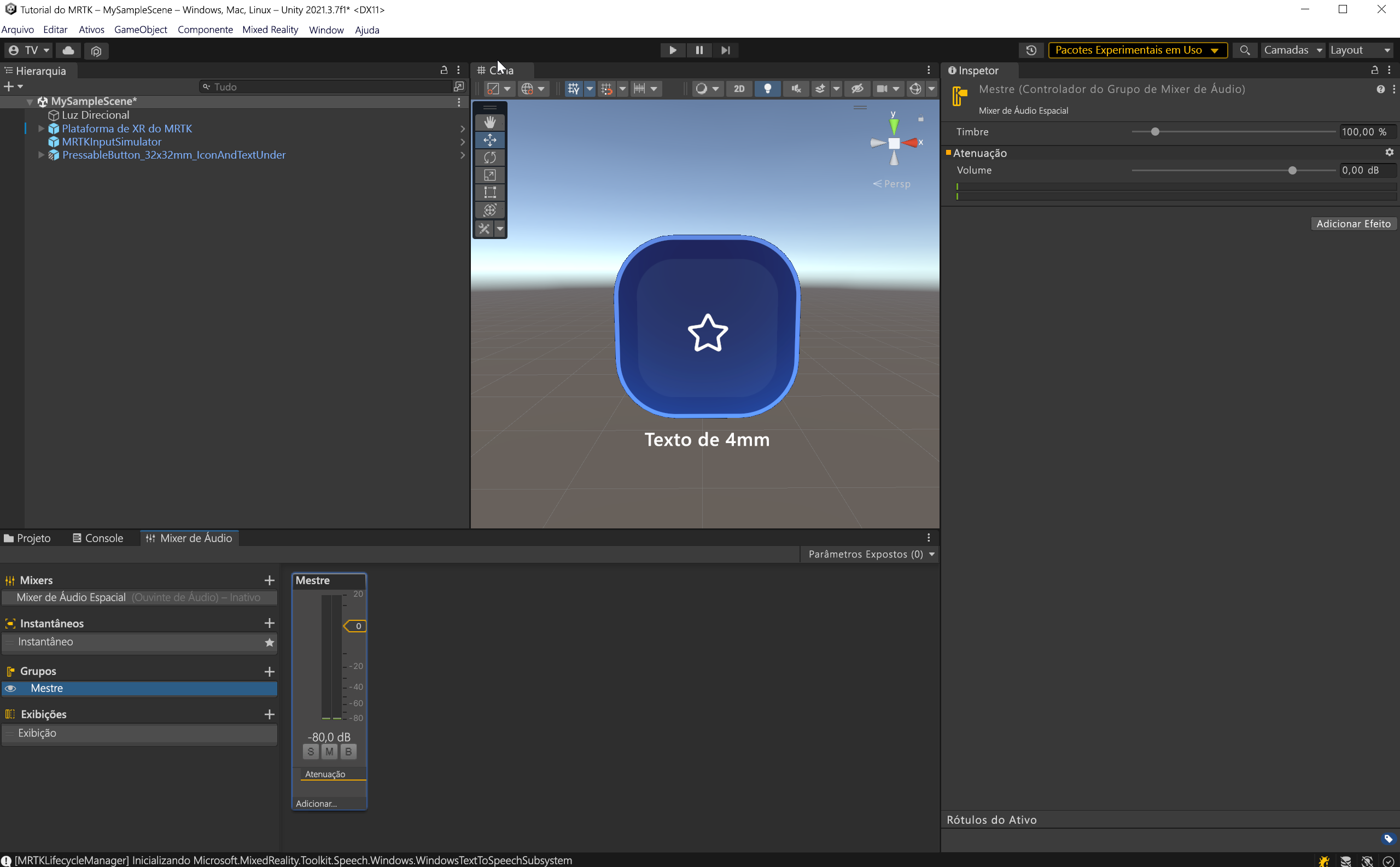 Screenshot of the Mixer panel with first mixer.