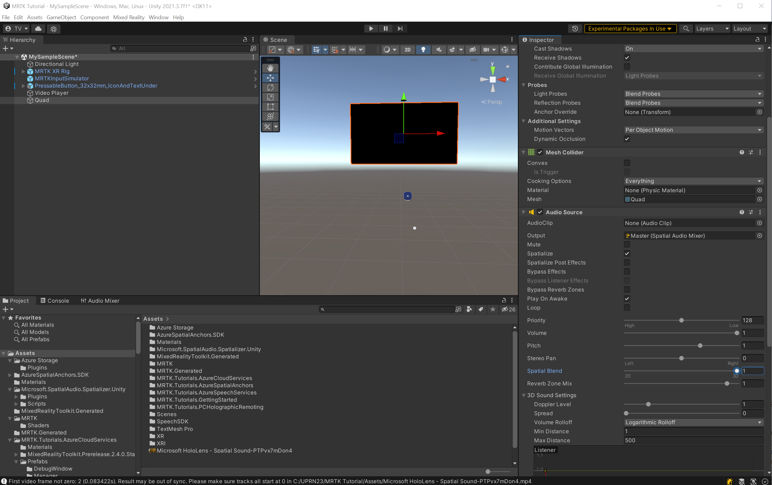 Screenshot of Quad audio source inspector.