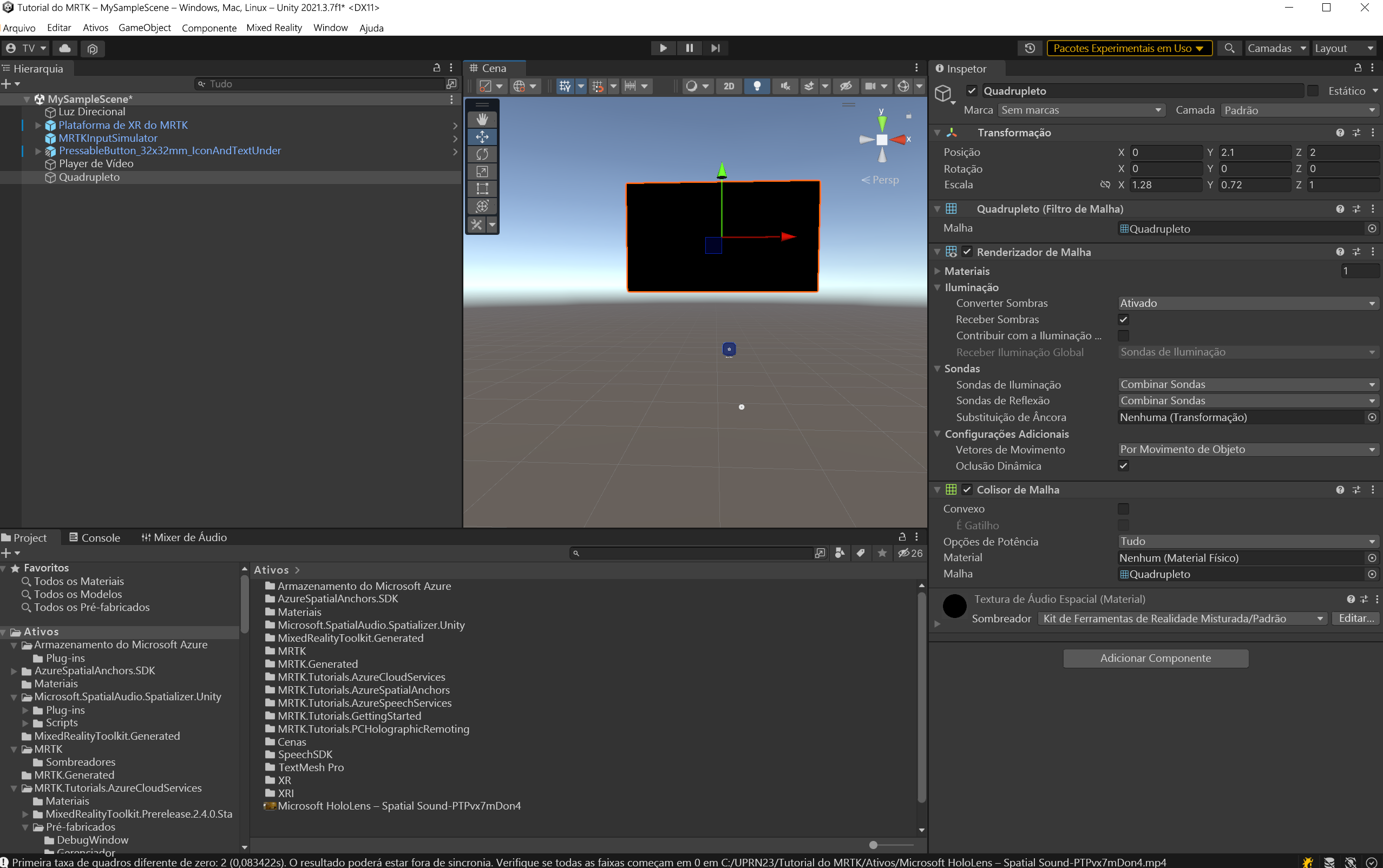 Screenshot of Quad texture properties.