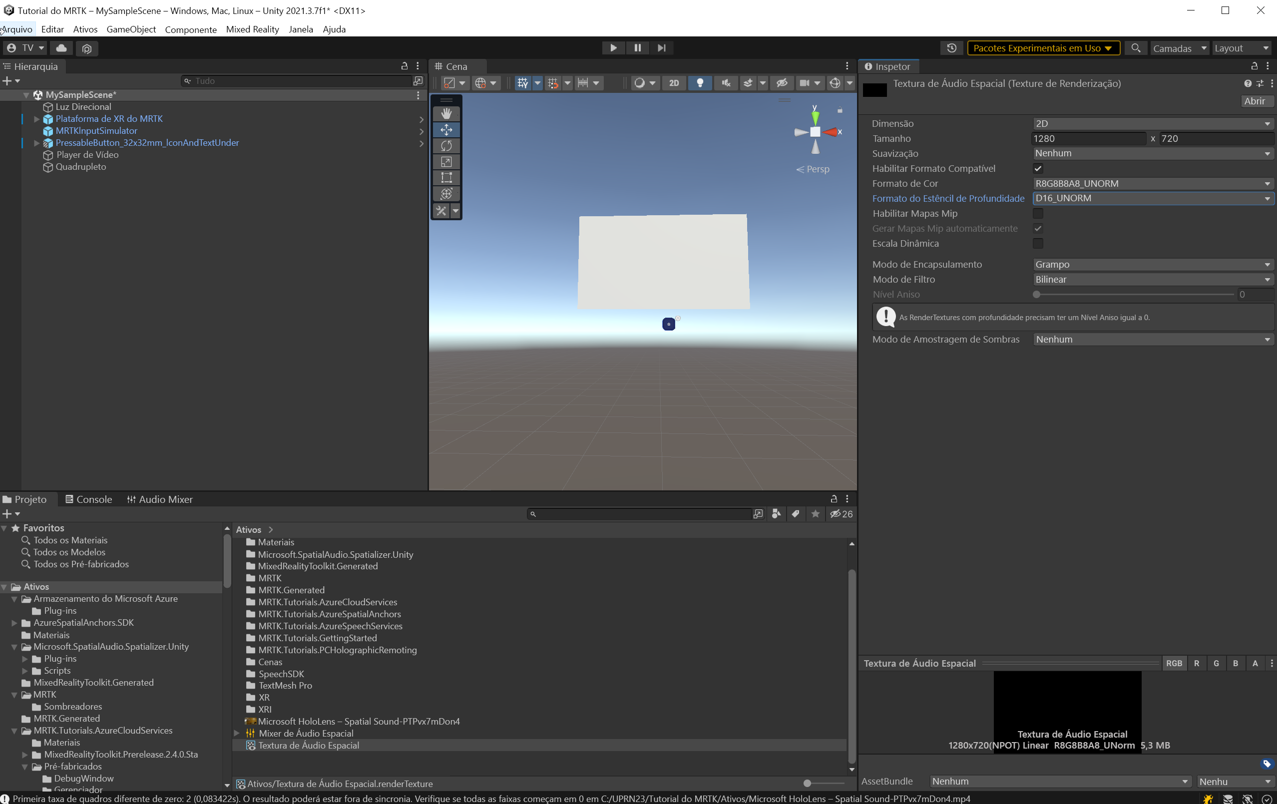 Screenshot of Render Texture properties.