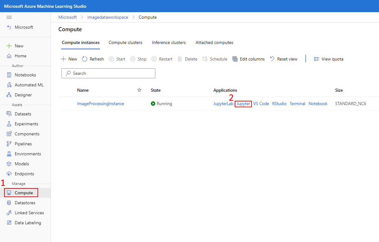 Captura de tela mostrando onde iniciar o link do Jupyter.