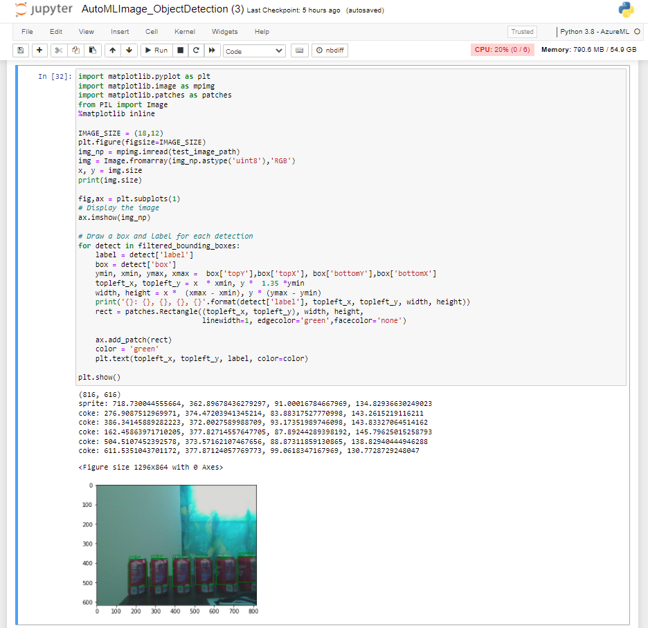 Uma captura de tela que mostra como o modelo é gerado quando executado no exemplo test_image1.
