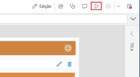 Captura de tela do botão Reproduzir aplicativo.