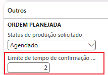  Captura de tela do campo Limite de tempo de confirmação automática (dias). 