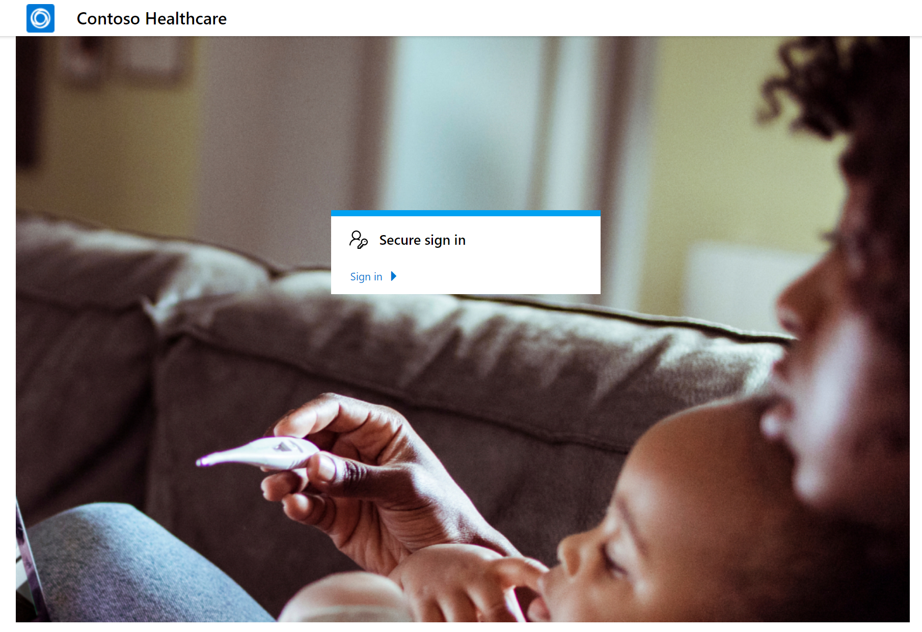 Screenshot of the landing page with secure sign in.