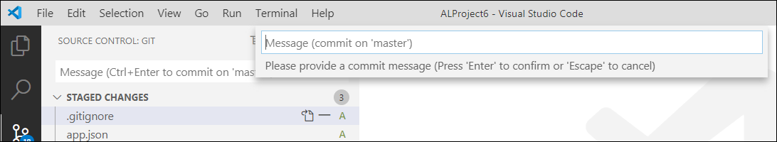 Captura de tela do aviso para fornecer uma mensagem.
