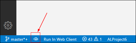 Captura de tela do ícone nuvem indicando que um push é necessário.