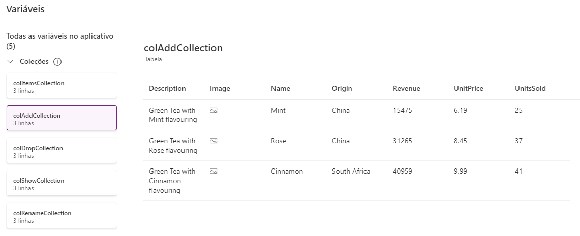 Captura de tela de colAddCollection.