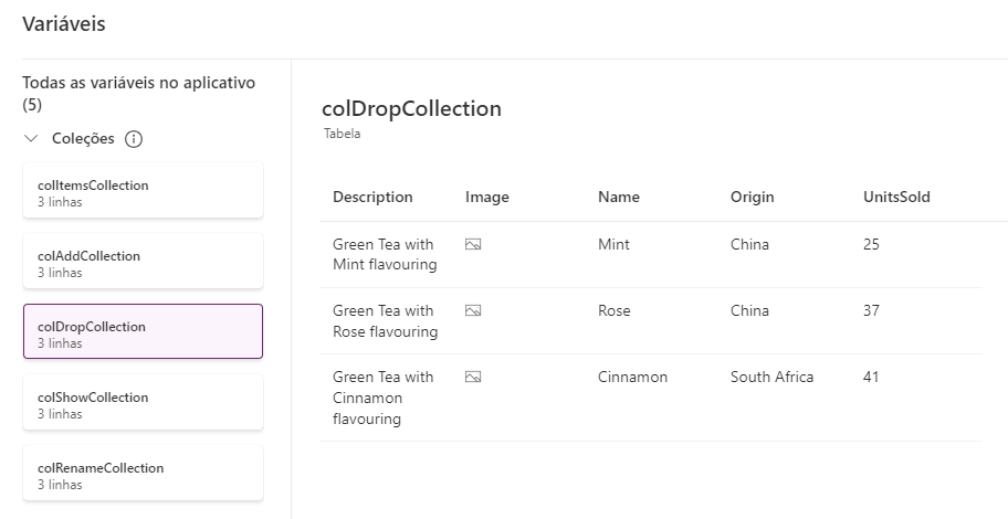 Captura de tela de colDropCollection.