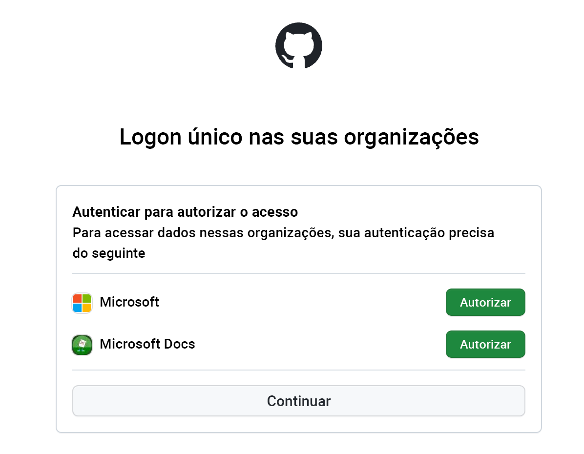 Captura de tela do painel Autenticação única.