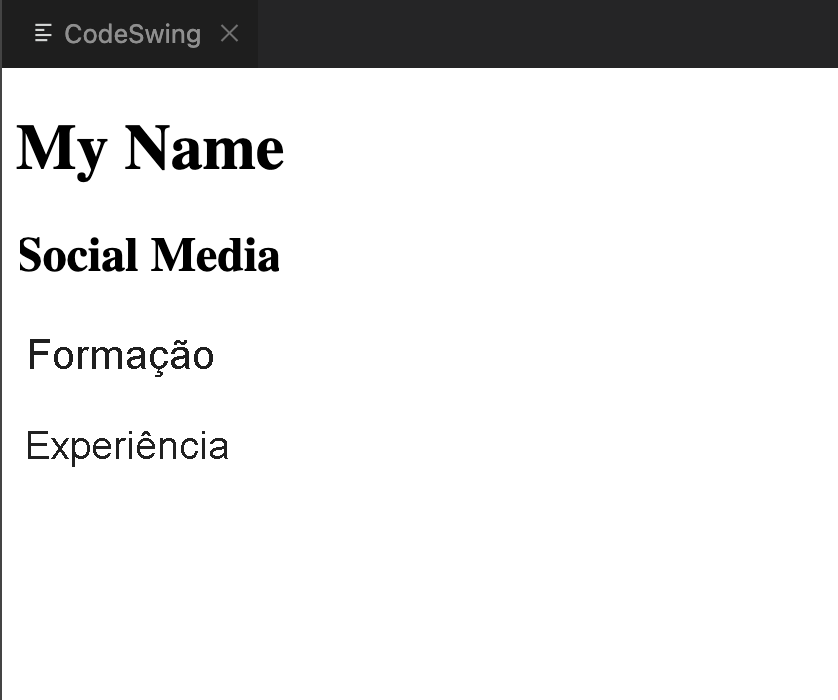 Captura de tela da estrutura do currículo.