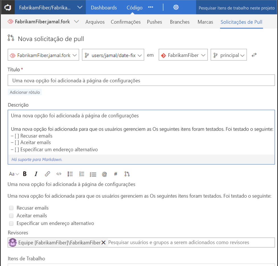Diagrama mostrando como criar e concluir um RP.