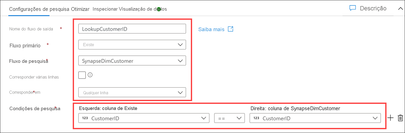 The Lookup settings form is configured as described.