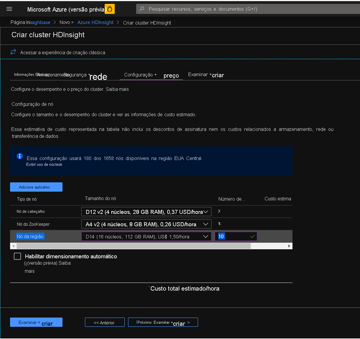 Configure nodes on Azure HDInsight in the Azure Portal.