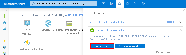 The HDInsight deployment succeeded screen in the Azure portal.