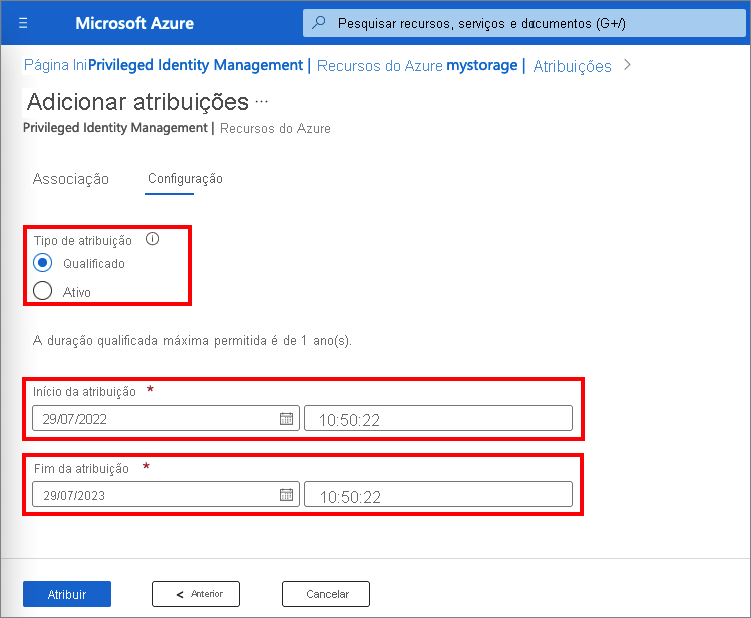 Screen capture showing the assignment step.