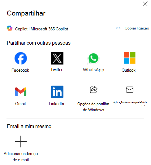 Captura de ecrã a mostrar a janela Partilhar que é apresentada quando pretende atualizar as definições de partilha de um agente ativo.