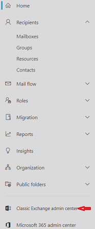 A interface da qual o usuário pode ir para o EAC Clássico.