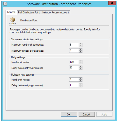 Captura de tela do componente de distribuição de software janela Propriedades.