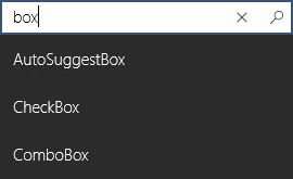 Uma caixa de sugestão automática com um ícone e sugestões